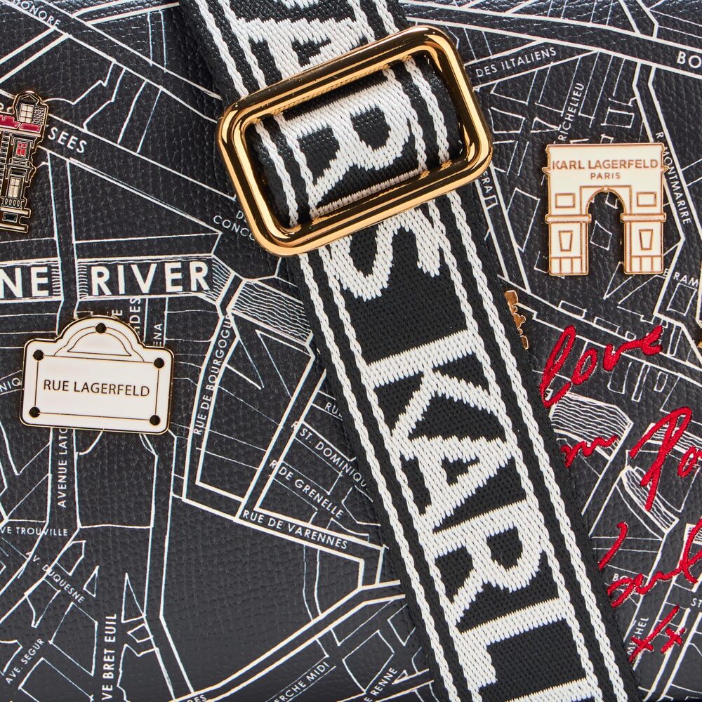 Karl Lagerfeld Paris Maybelle Love from Paris Crossbody, Black/Multi Black - Picture 3 of 5